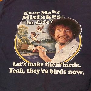Bob Ross-Ever Make Mistakes navy t shirt in mens Large